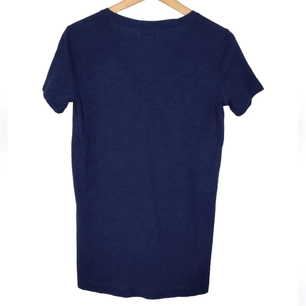 Madewell Women's Cotton Blue Short Sleeve V-Neck T-Shirt Basic Top - Picture 2 of 13